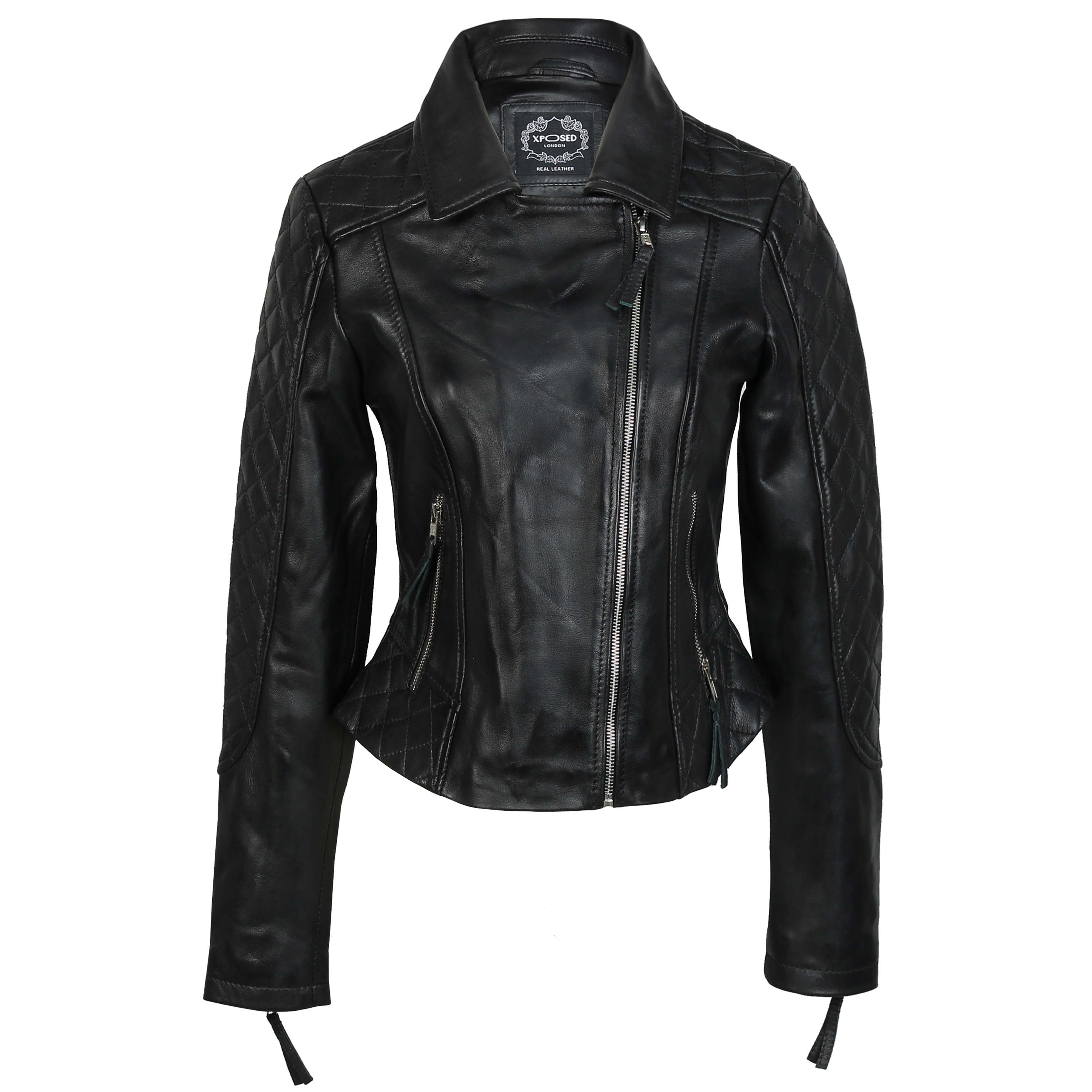 3本セット 21686 - Ladies Soft Real Leather Biker Slim Fit Retro Jacket | eBay